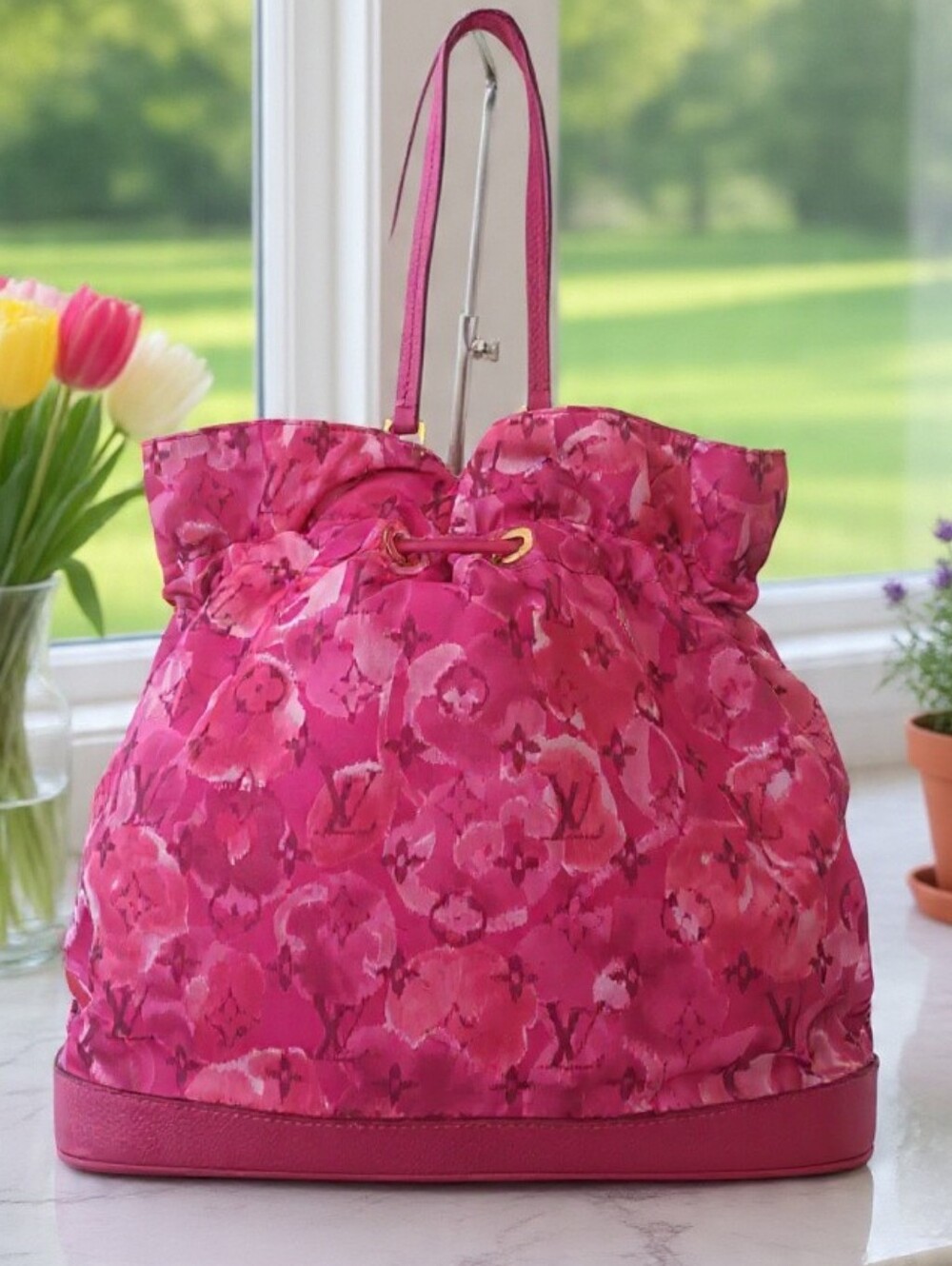 Louis Vuitton Noefull MM Ikat Floral Nylon Pink Bucket Tote✨️ Limited Edition - Picture 7 of 17